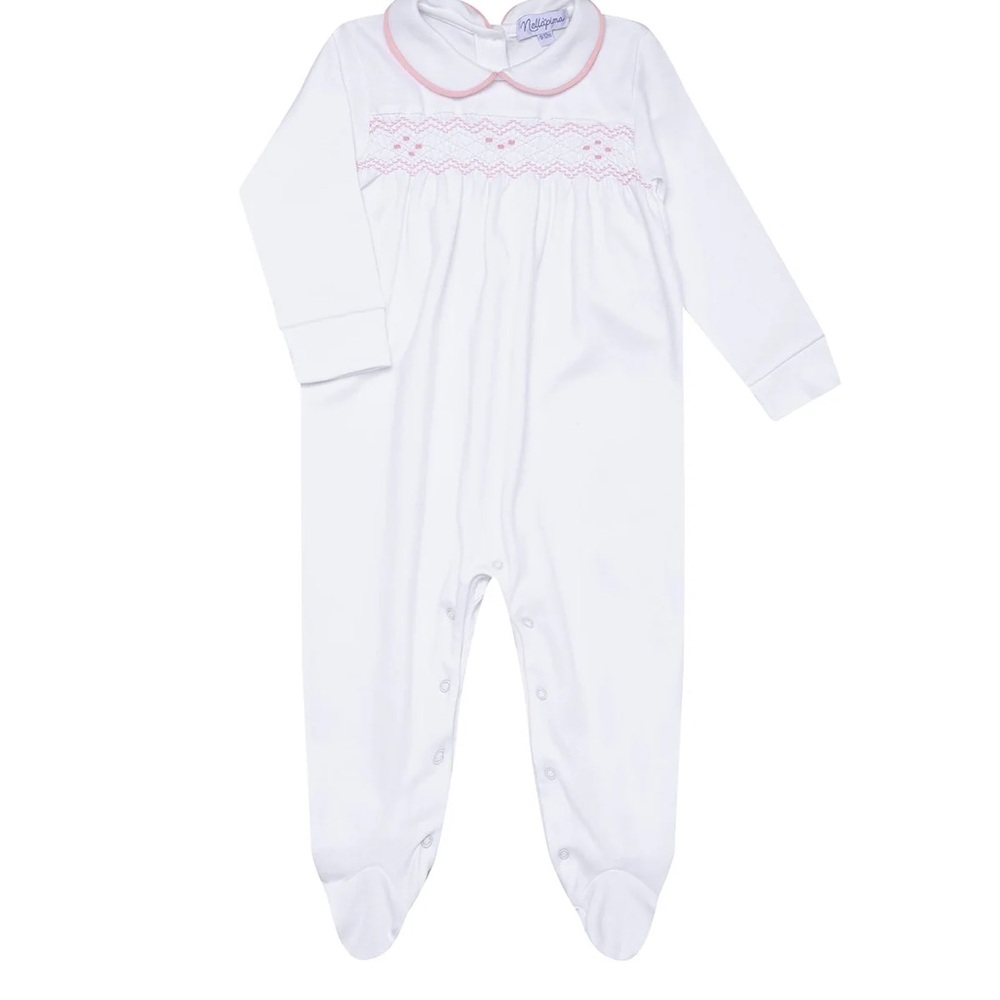 NWT Beautiful Nellapima White and Pink Infant Footie